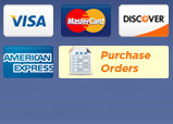 Visa, MasterCard, Discover, American Express, & Purchase Orders Gladly Accepted