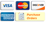 Visa, MasterCard, Discover, American Express, & Purchase Orders Gladly Accepted