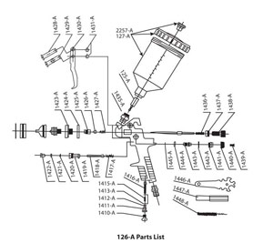 Parts for .6 Liter (20 oz) Touch Up Spray Gun